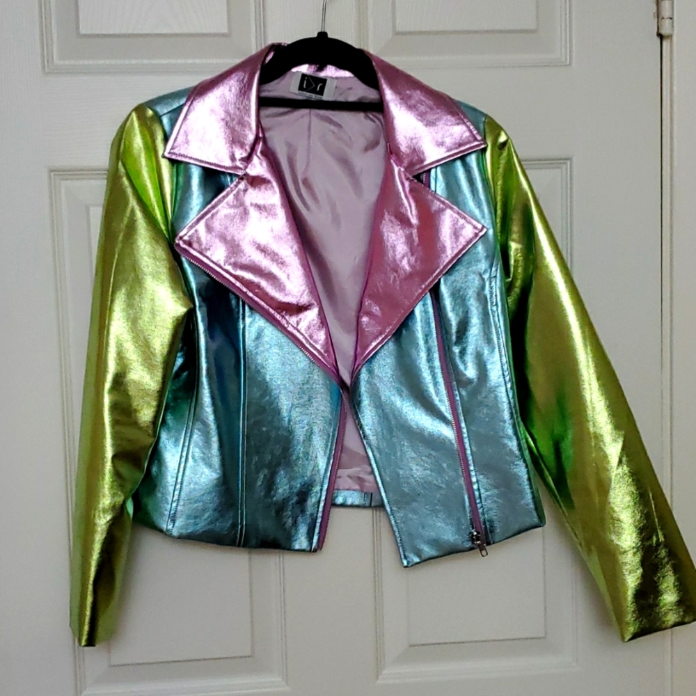 Metallic pastel moto jacket
